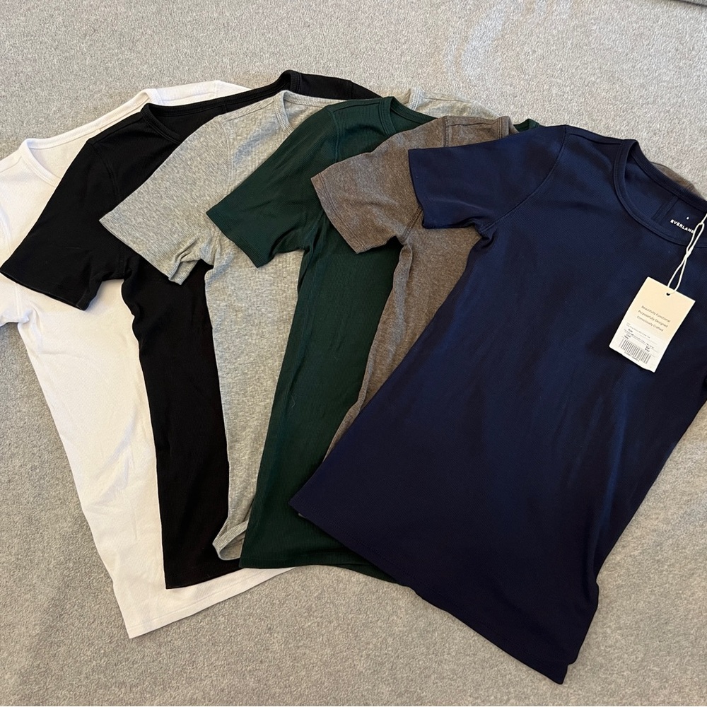 Everlane Luxe Rib Crew Neck T-Shirts SET